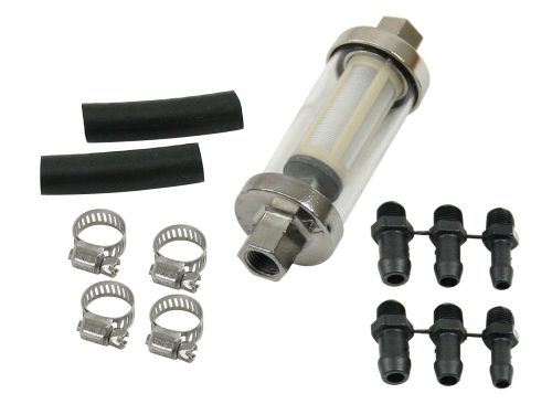 Fuel Filter Kit, with Hose & Clamp, Fits 1/4", 5/16" and 3/8" fittings