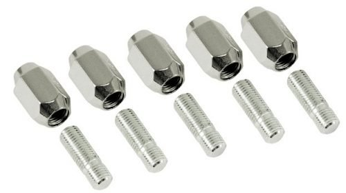 Chrome Nut & Stud Kit, M12-1.5, 60 Degree, (for Steel Wheels, 5 Pair)