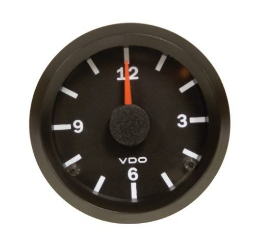Black Analog Clock, 12V, 2 1/16" (52mm) Dia.