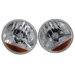 VW  Headlight Tri-Bar Assembly with Amber Lower - 7" H-4 Pair