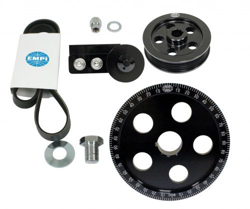 Serpentine Belt Pulley System, Black Anodized