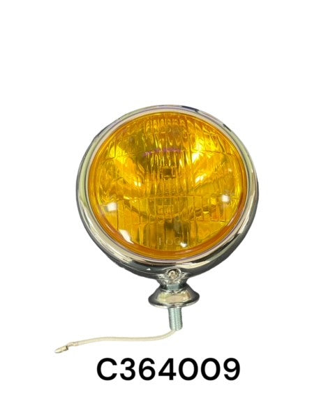 Chrome fog light 6V vintage, Amber Lens