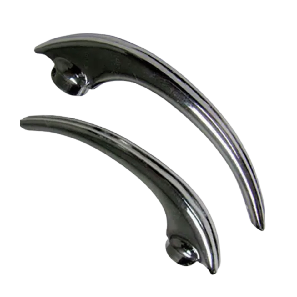 CHROME HANDLES - INSIDE DOOR RELEASE - LEFT AND RIGHT - BEETLE 56-66 - GHIA 56-63 - BUS 50-60 - SOLD PAIR
