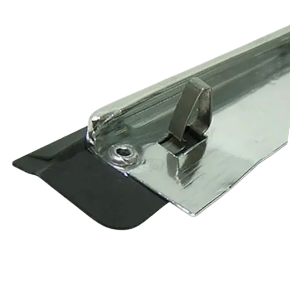 OUTSIDE DOOR SCRAPER WITH ALUMINUM MOLDING/TRIM - LEFT - BEETLE 65-77 - SOLD EACH