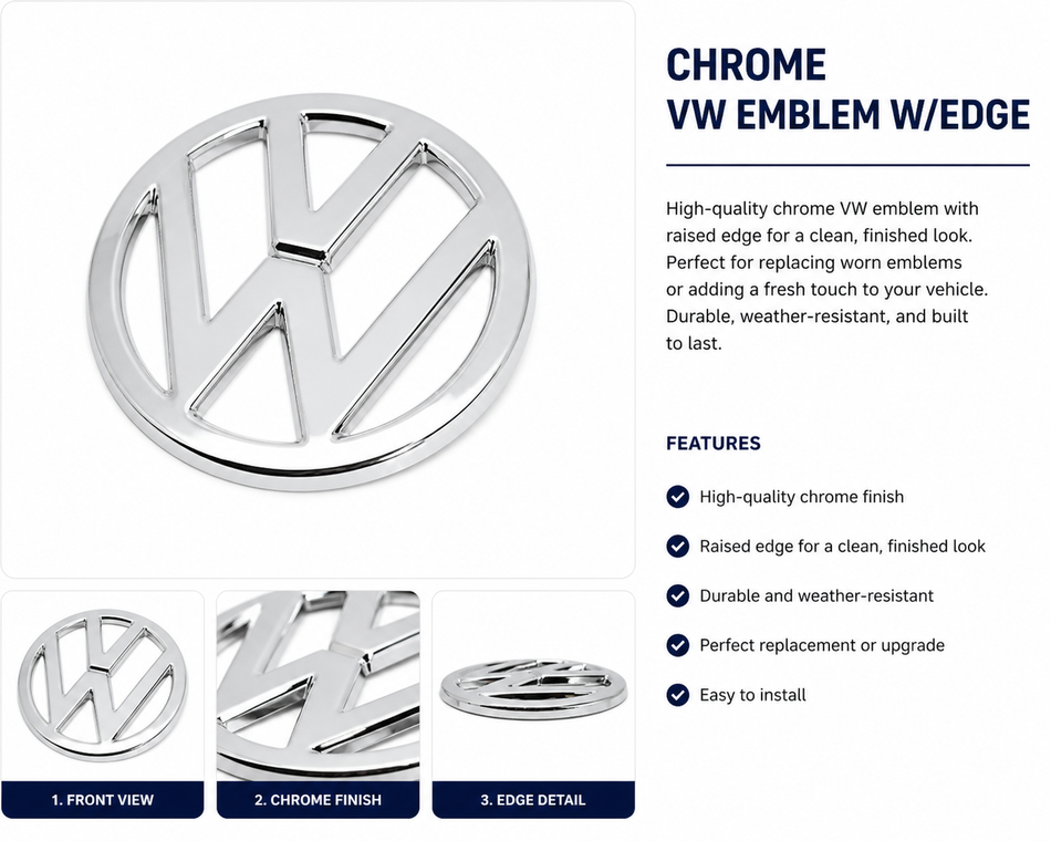 CHROME VW EMBLEM W/EDGE